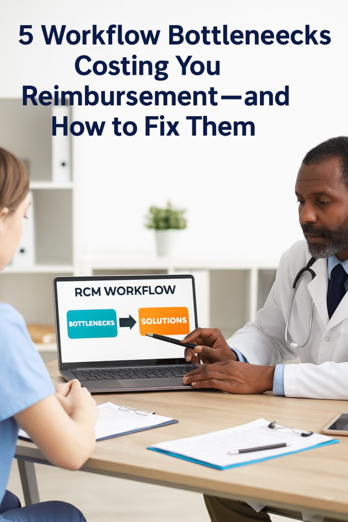 Healthcare professionals reviewing RCM workflow to eliminate bottlenecks